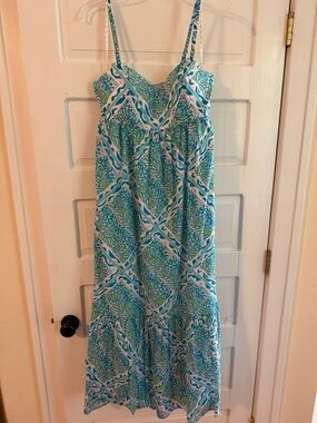 Lilly Pulitzer Teal and White Floral Maxi Dress